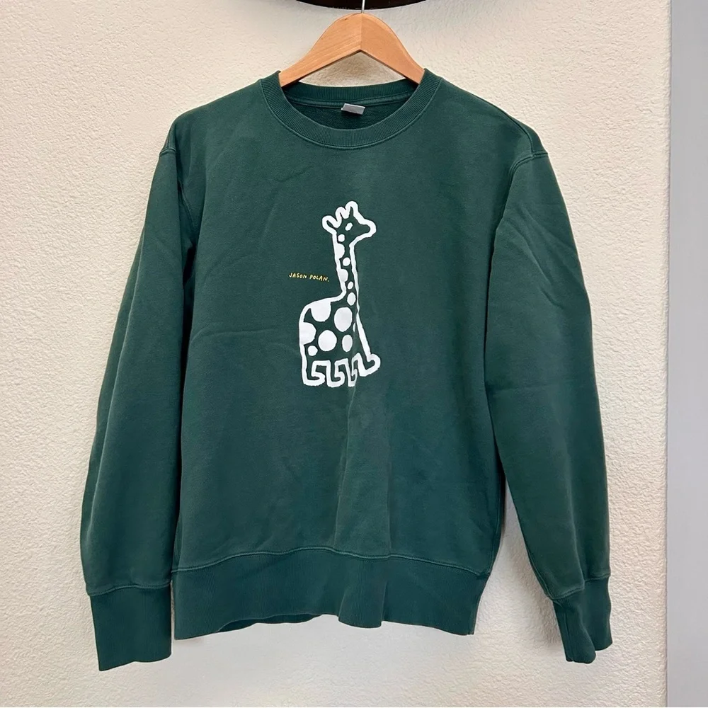 Uniqlo x Jason Polan Sweatshirt US size Men XL Green Giraffe UT NWT SOLD OUT!!!! - Picture 1 of 7